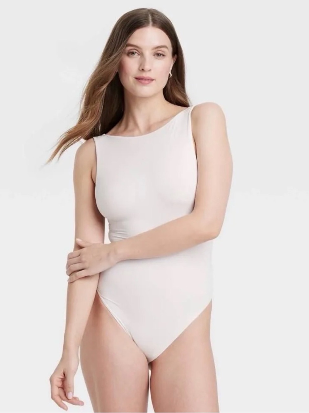 Women's Luxe Stretch Boatneck Thong Bodysuit - Auden™ White L